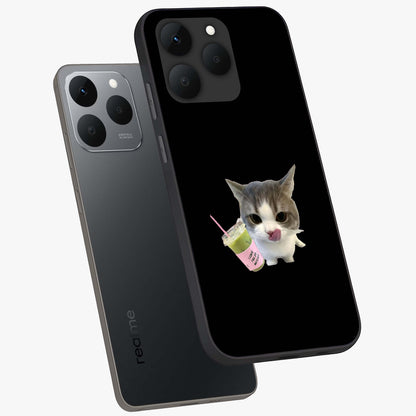 Matcha Cat Style Glass Case displayed in angled mockup highlighting playful feline design with pastel matcha aesthetic.