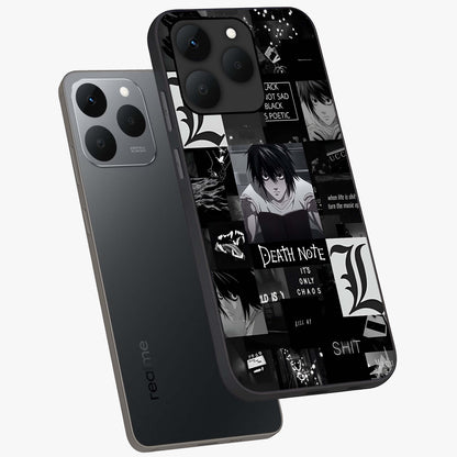 Midnight Chaos Mind Glass Case displayed in angled mockup highlighting chaotic artistic design with dramatic midnight aesthetic.