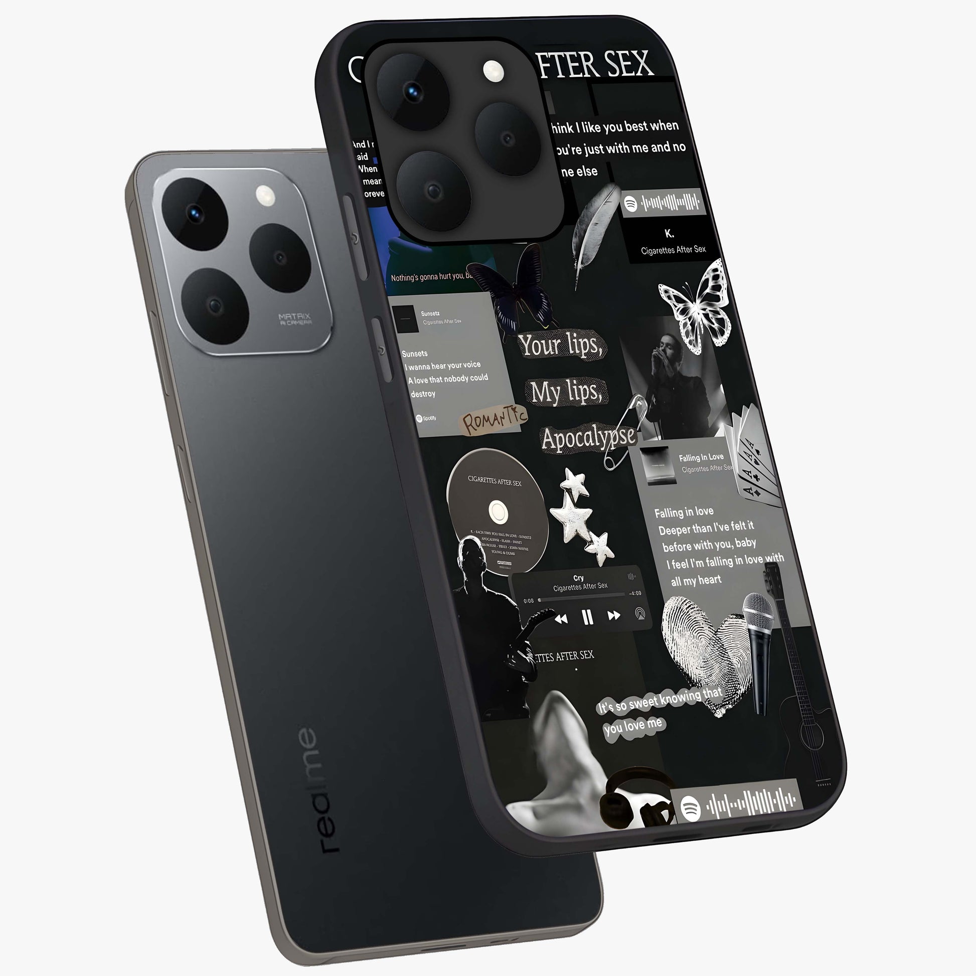 Midnight Love Echo Glass Case displayed in angled mockup highlighting elegant love inspired design with deep aesthetic style.
