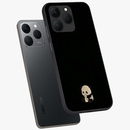 Midnight Panda Love Glass Case displayed in angled mockup highlighting adorable panda illustration with midnight aesthetic.