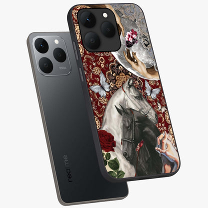 Moonlit Royal Stallion Glass Case displayed in angled mockup highlighting powerful stallion illustration with royal night aesthetic.