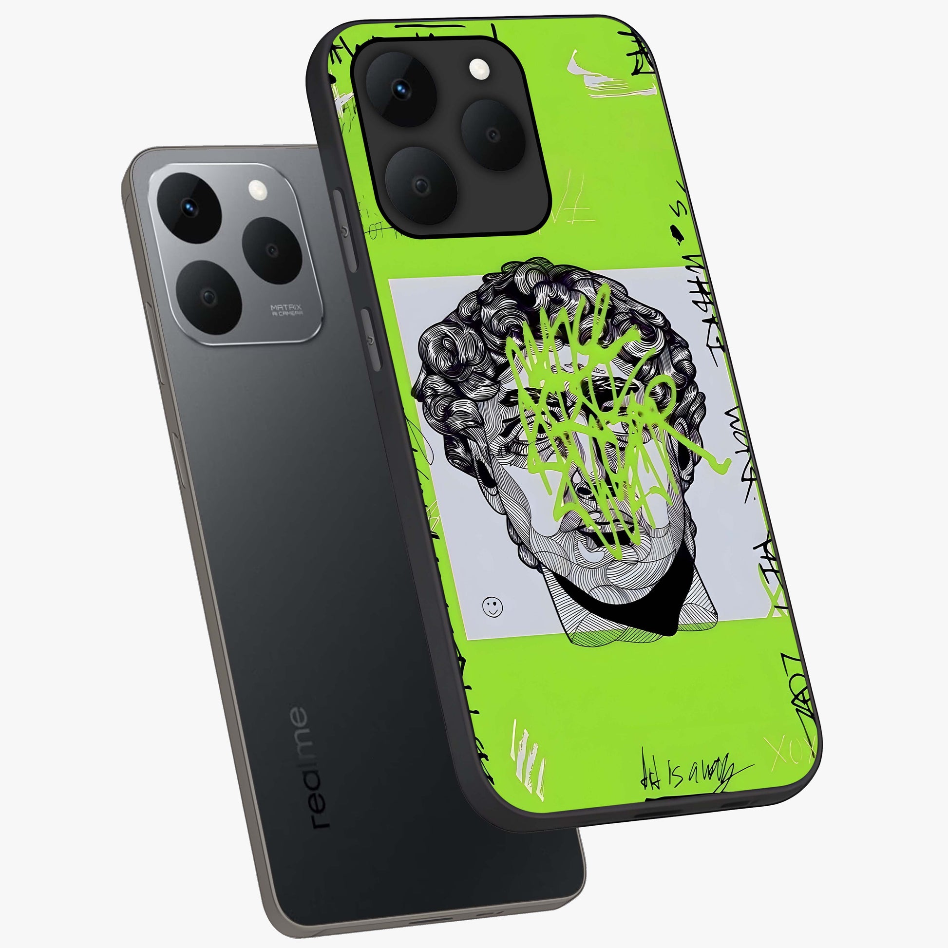 Neo Graffiti Rebellion Glass Case displayed in angled mockup highlighting urban street art design with rebellious aesthetic.
