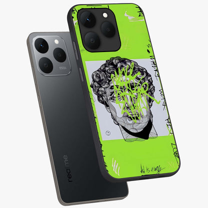 Neo Graffiti Rebellion Glass Case displayed in angled mockup highlighting urban street art design with rebellious aesthetic.