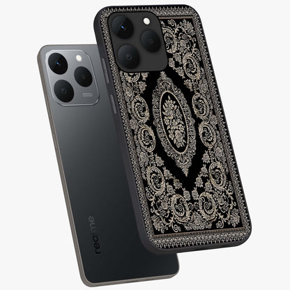 Noir Bloom Elegance Glass Case displayed in angled mockup highlighting refined flower design with stylish noir aesthetic.