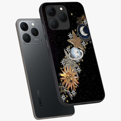Pearls Universe Object Glass Case displayed in angled mockup highlighting celestial pearl design with dreamy aesthetic.