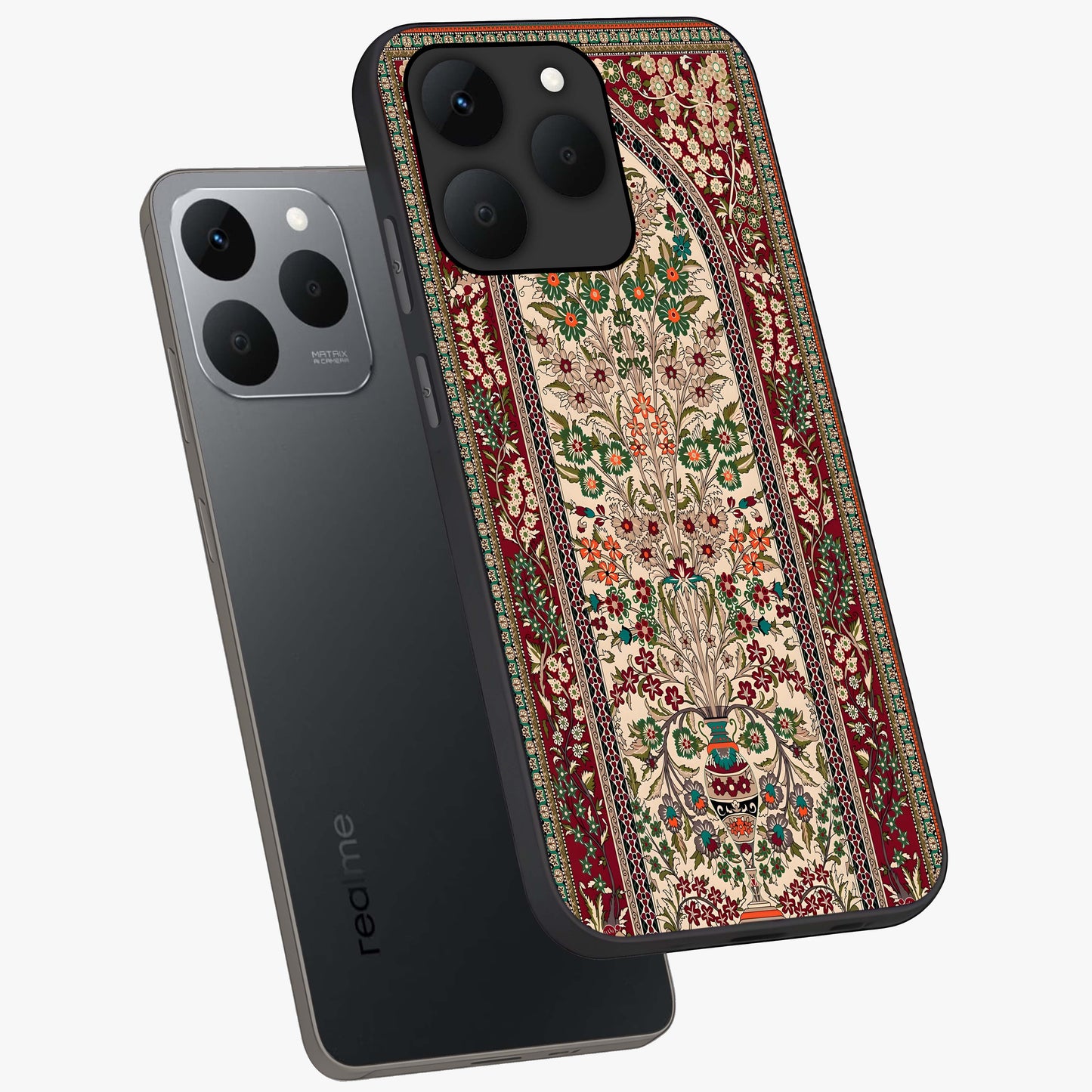 Persian Inspired Glass Case displayed in angled mockup highlighting intricate traditional design with elegant cultural aesthetic.