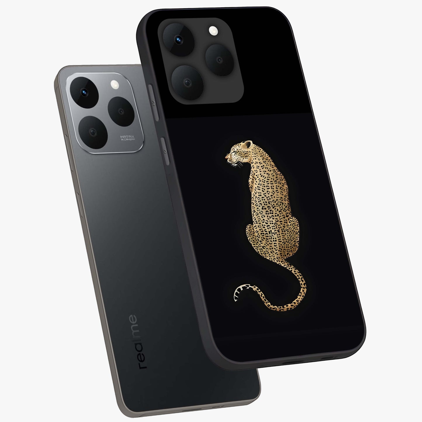 Regal Leopard Glass Case displayed in angled mockup highlighting powerful animal illustration with stylish wild aesthetic.