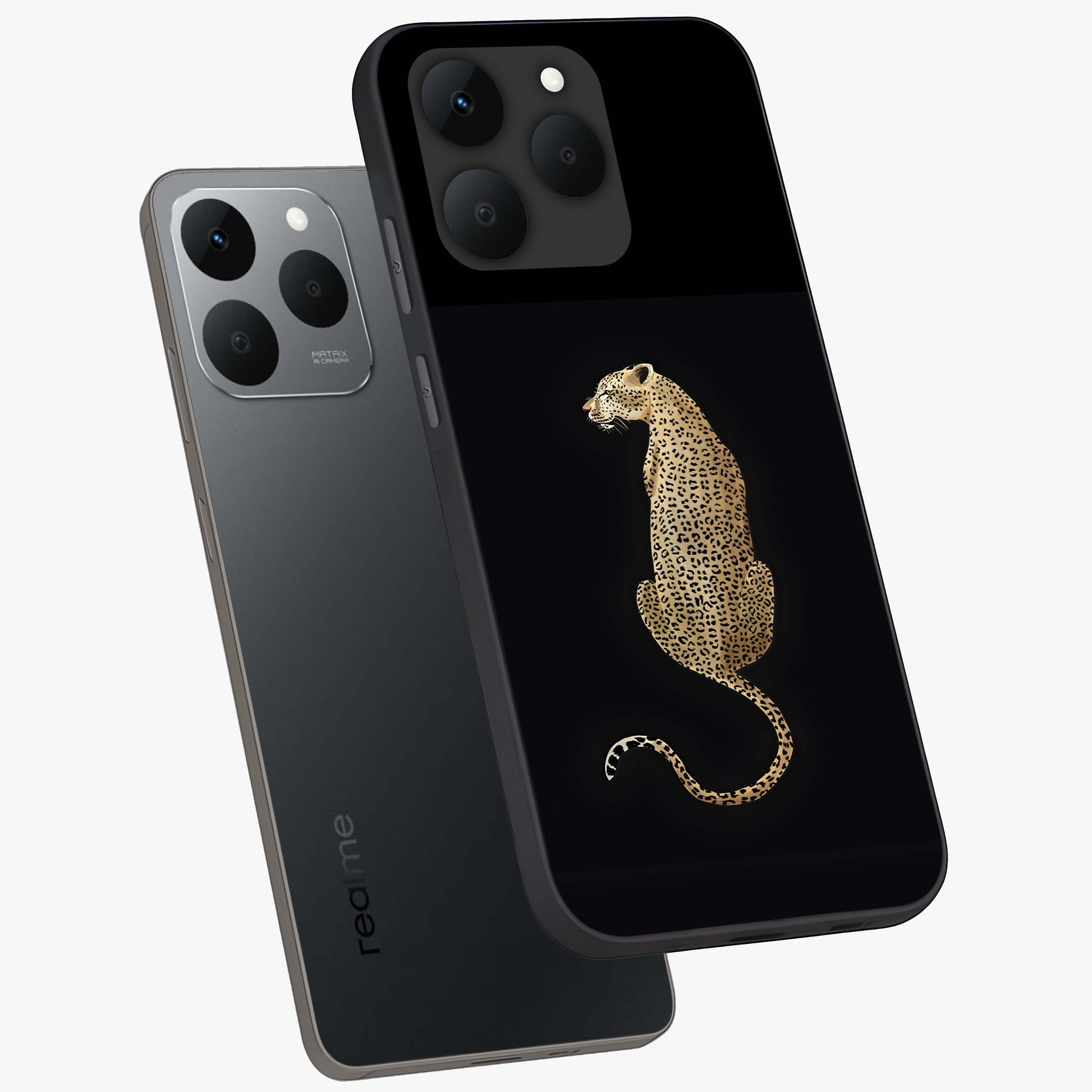 Regal Leopard Glass Case displayed in angled mockup highlighting powerful animal illustration with stylish wild aesthetic.