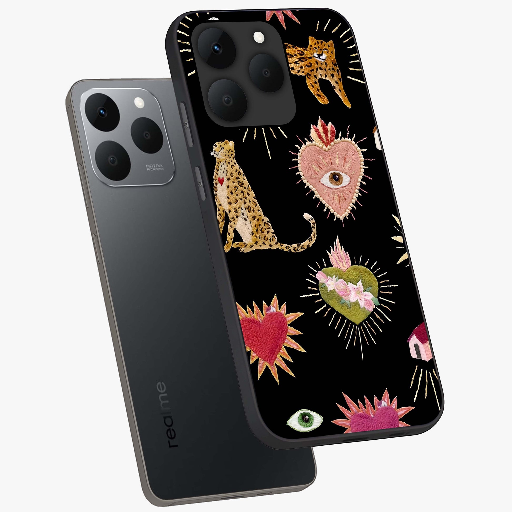 Sacred Jungle Heart Glass Case displayed in angled mockup highlighting lush tropical design with natural aesthetic style.