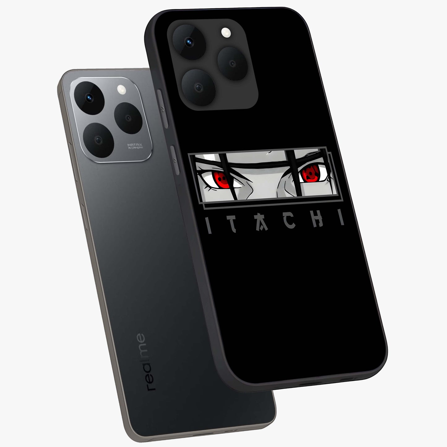 Scarlet Gaze Dominance Glass Case displayed in angled mockup highlighting intense visual design with bold scarlet aesthetic.