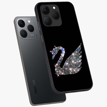 Starlit Swan Grace Glass Case displayed in angled mockup highlighting elegant swan illustration with dreamy celestial aesthetic.