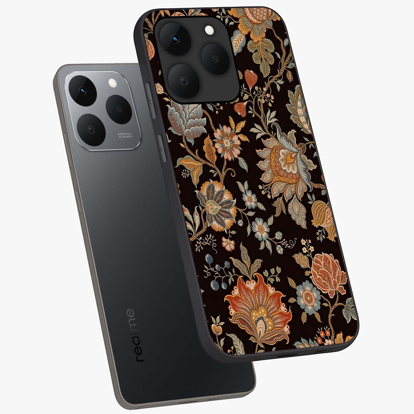 Vintage Floral Dream Glass Case displayed in angled mockup highlighting elegant vintage flower design with soft aesthetic style.