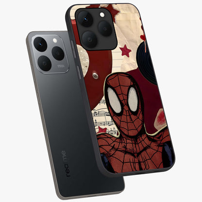 Web Warrior Vibes Glass Case displayed in angled mockup highlighting dynamic web design with comic style aesthetic.