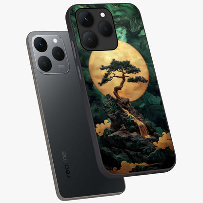 Zen Moon Rise Glass Case displayed in angled mockup highlighting peaceful lunar design with zen aesthetic style.