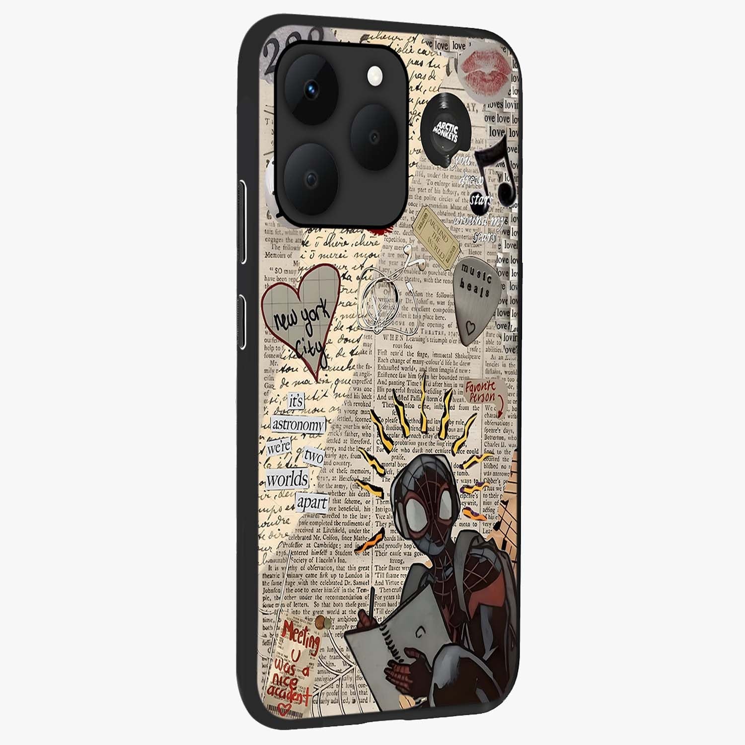 City Dream Sketch Glass Case upright view showcasing urban skyline artwork with stylish hand drawn design.