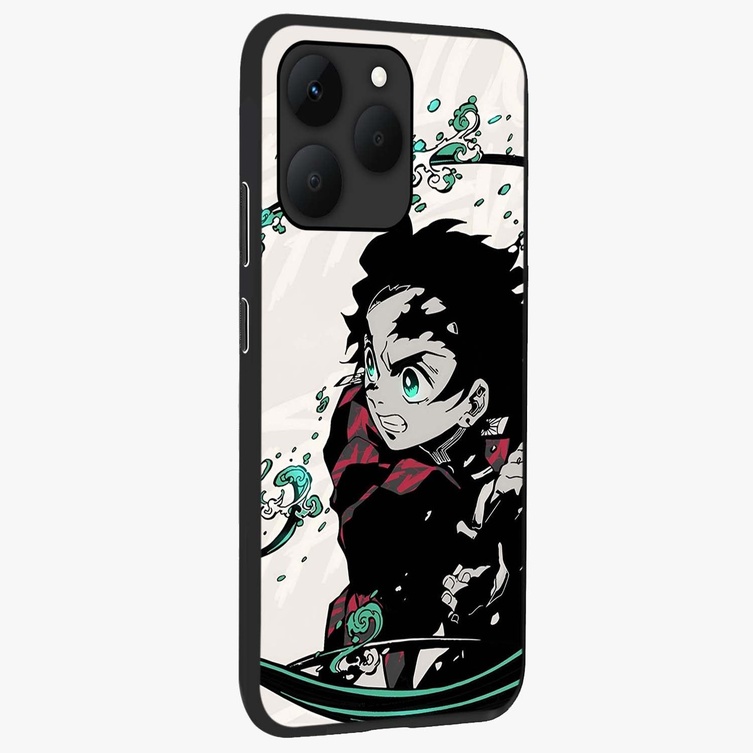 Demon Slayer Glass Case upright view showcasing powerful anime artwork with intense warrior theme.