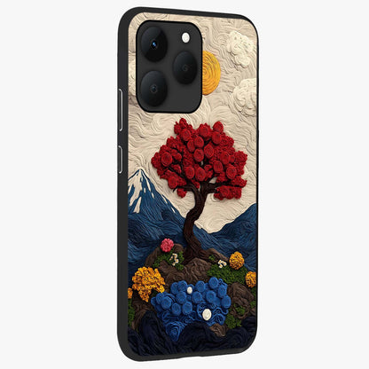 Eternal Nature Tapestry Glass Case upright view showcasing elegant nature tapestry design with decorative style.