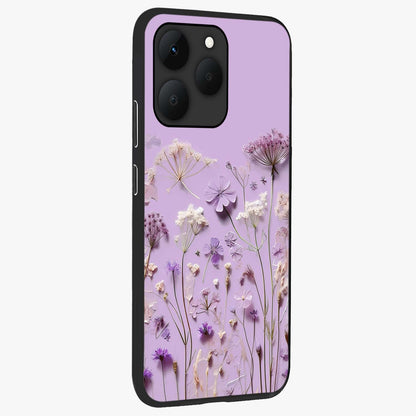 Lavender Blossom Dream Glass Case upright view showcasing delicate lavender blossom artwork with peaceful floral theme.