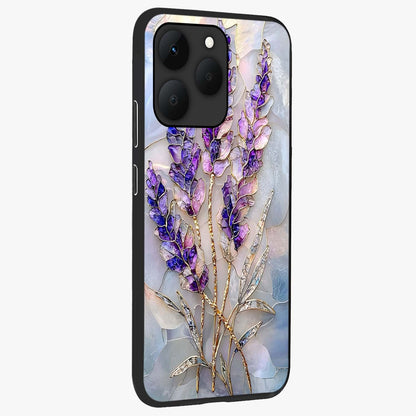 Lavender Dream Glow Glass Case upright view showcasing radiant lavender glow artwork with calming dreamy theme.