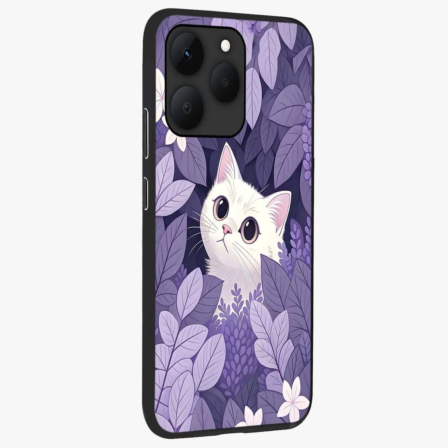 Lilac Hide Peek Cat Glass Case upright view showcasing charming cat artwork with adorable peek theme.