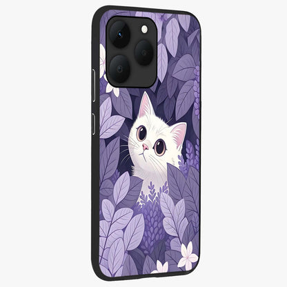 Lilac Hide Peek Cat Glass Case upright view showcasing charming cat artwork with adorable peek theme.