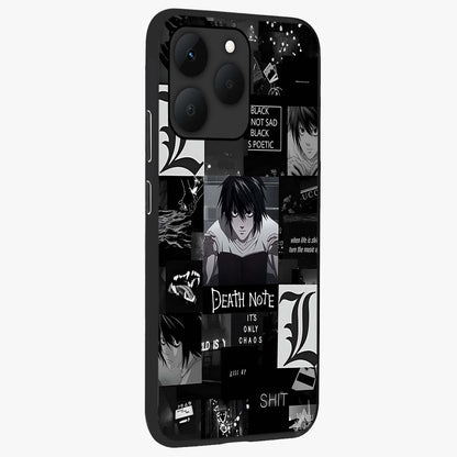 Midnight Chaos Mind Glass Case upright view showcasing expressive abstract artwork with bold dark theme.