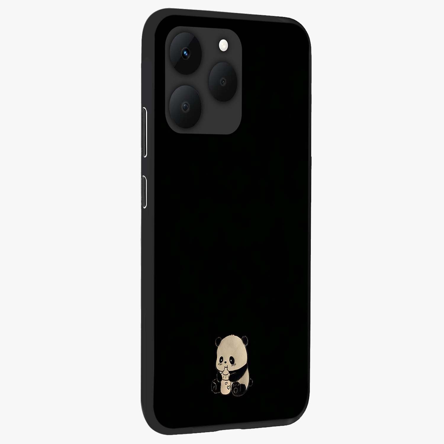 Midnight Panda Love Glass Case upright view showcasing charming panda artwork with playful romantic theme.