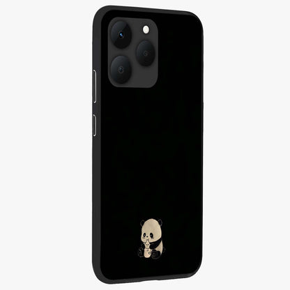 Midnight Panda Love Glass Case upright view showcasing charming panda artwork with playful romantic theme.