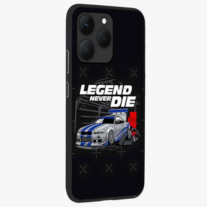 Midnight Racing Legacy Glass Case upright view showcasing powerful racing artwork with modern sports theme.