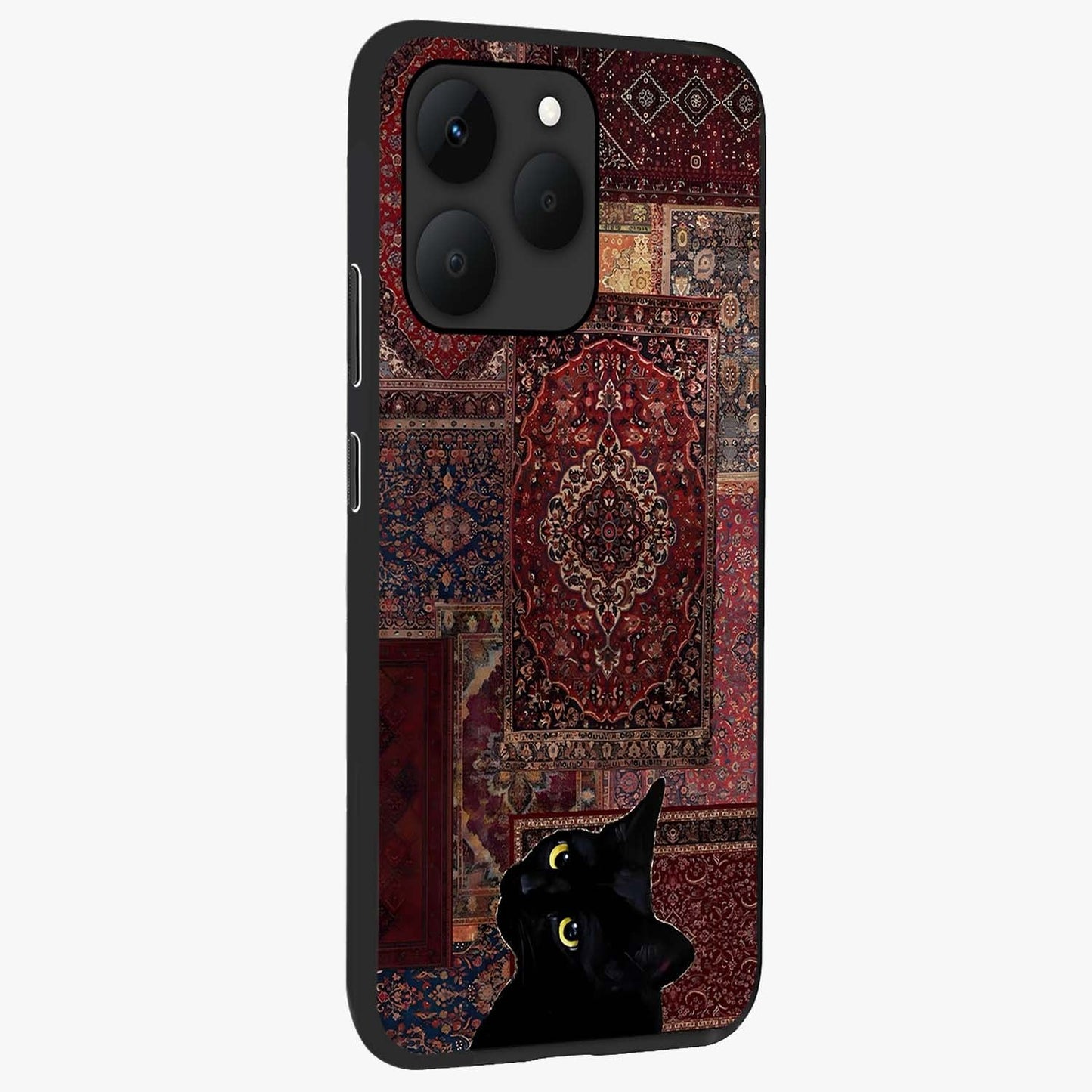 Regal Magic Cat Apple Glass Case upright view showcasing charming cat artwork with playful magical theme.