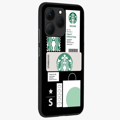 Starbucks Mocha Glass Case upright view showcasing trendy coffee inspired artwork with modern lifestyle theme.