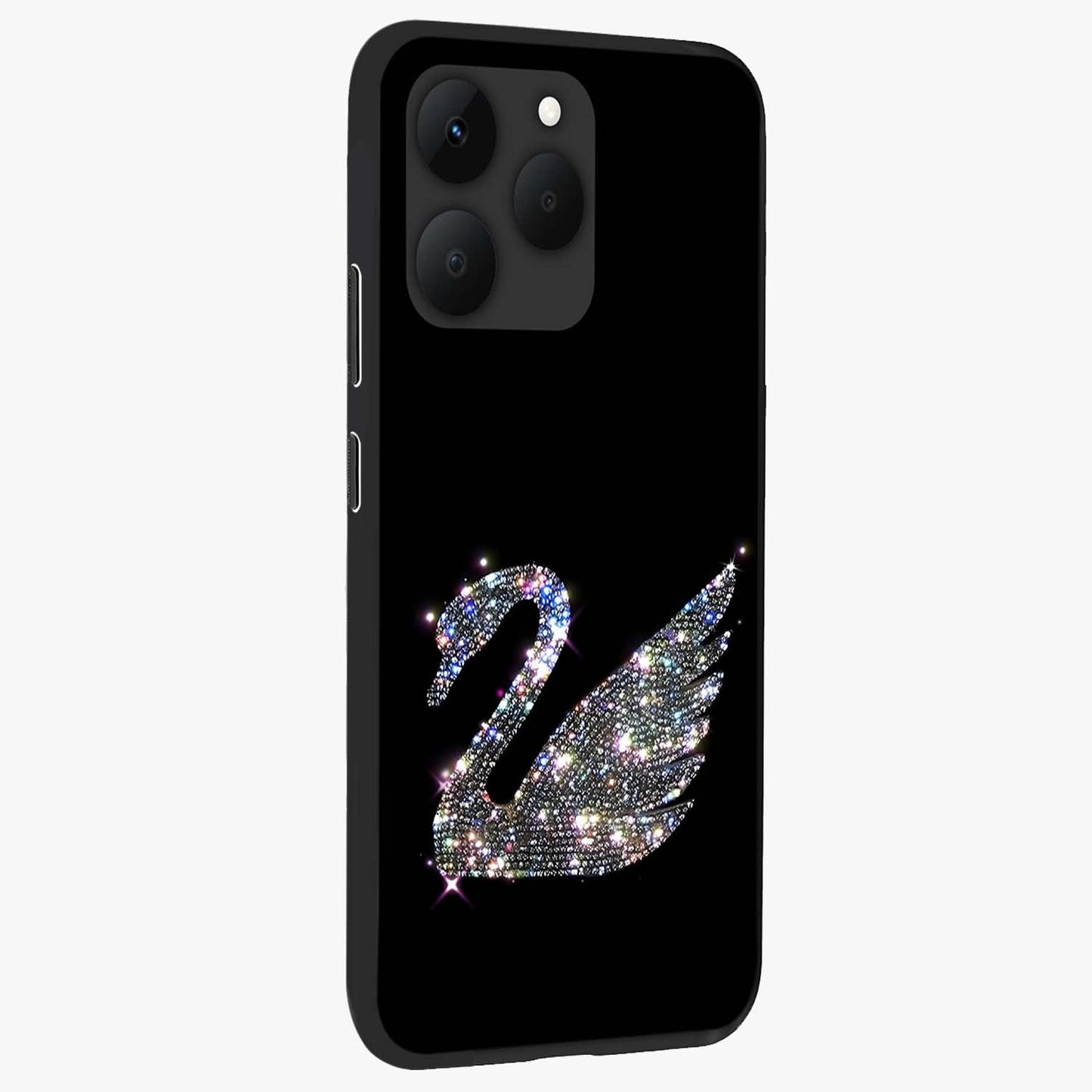 Starlit Swan Grace Glass Case upright view showcasing beautiful swan artwork with peaceful night themed design.