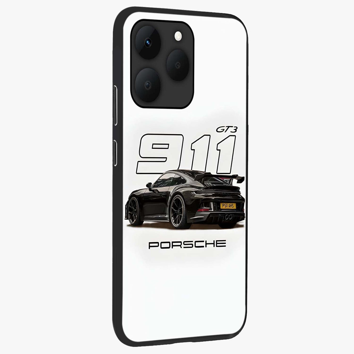 Turbo Legacy Icon Glass Case upright view showcasing bold racing inspired artwork with classic car theme.