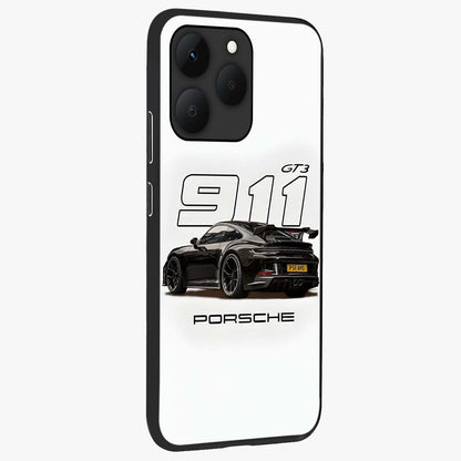 Turbo Legacy Icon Glass Case upright view showcasing bold racing inspired artwork with classic car theme.