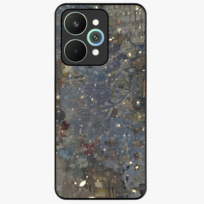 Aesthetic Astrolophia Glass Case showing flat back view with dreamy aesthetic design and glossy glass finish.