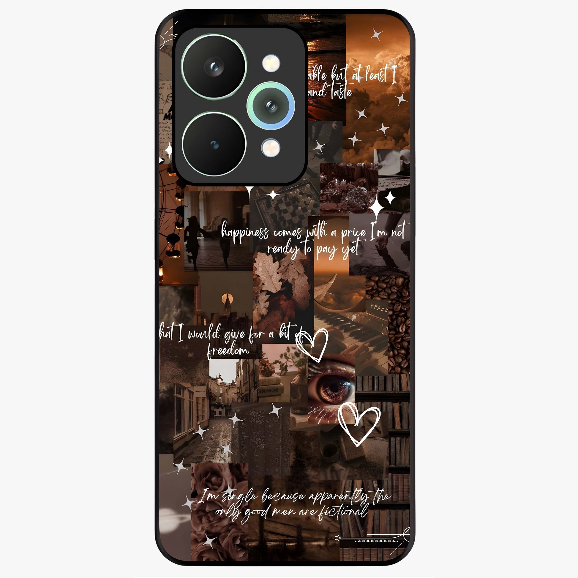 Bittersweet Aesthetic Chaos Glass Case showing flat back view with artistic chaotic aesthetic design and glossy glass finish.