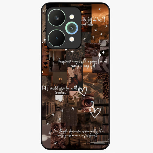 Bittersweet Aesthetic Chaos Glass Case showing flat back view with artistic chaotic aesthetic design and glossy glass finish.