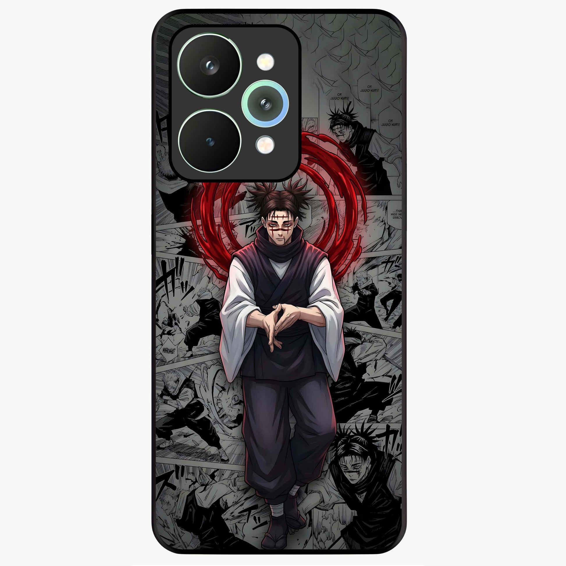 Cursed Ritual Ascension Glass Case showing flat back view with dark ritual themed artwork and glossy glass finish.