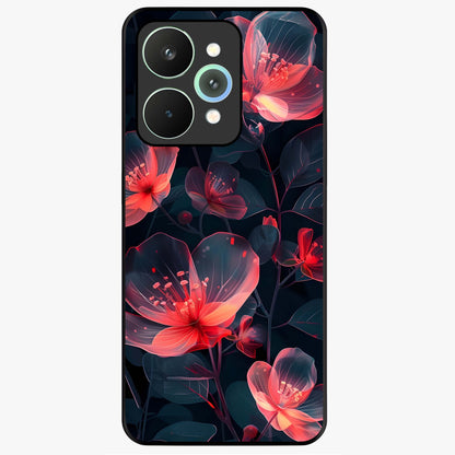 Dark Shade of Flower Glass Case showing flat back view with elegant dark floral artwork and glossy glass finish.