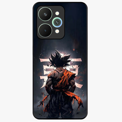 Dark Warrior In Rain Glass Case showing flat back view with warrior artwork in rainy atmosphere and glossy glass finish.
