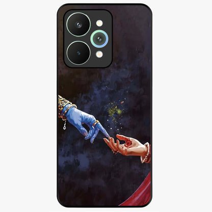 Divine Touch Eternal Glass Case showing flat back view with spiritual themed artwork and glossy glass finish.