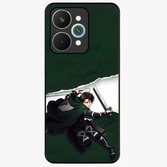 Emerald War Vanguard Glass Case showing flat back view with powerful warrior themed artwork and glossy glass finish.