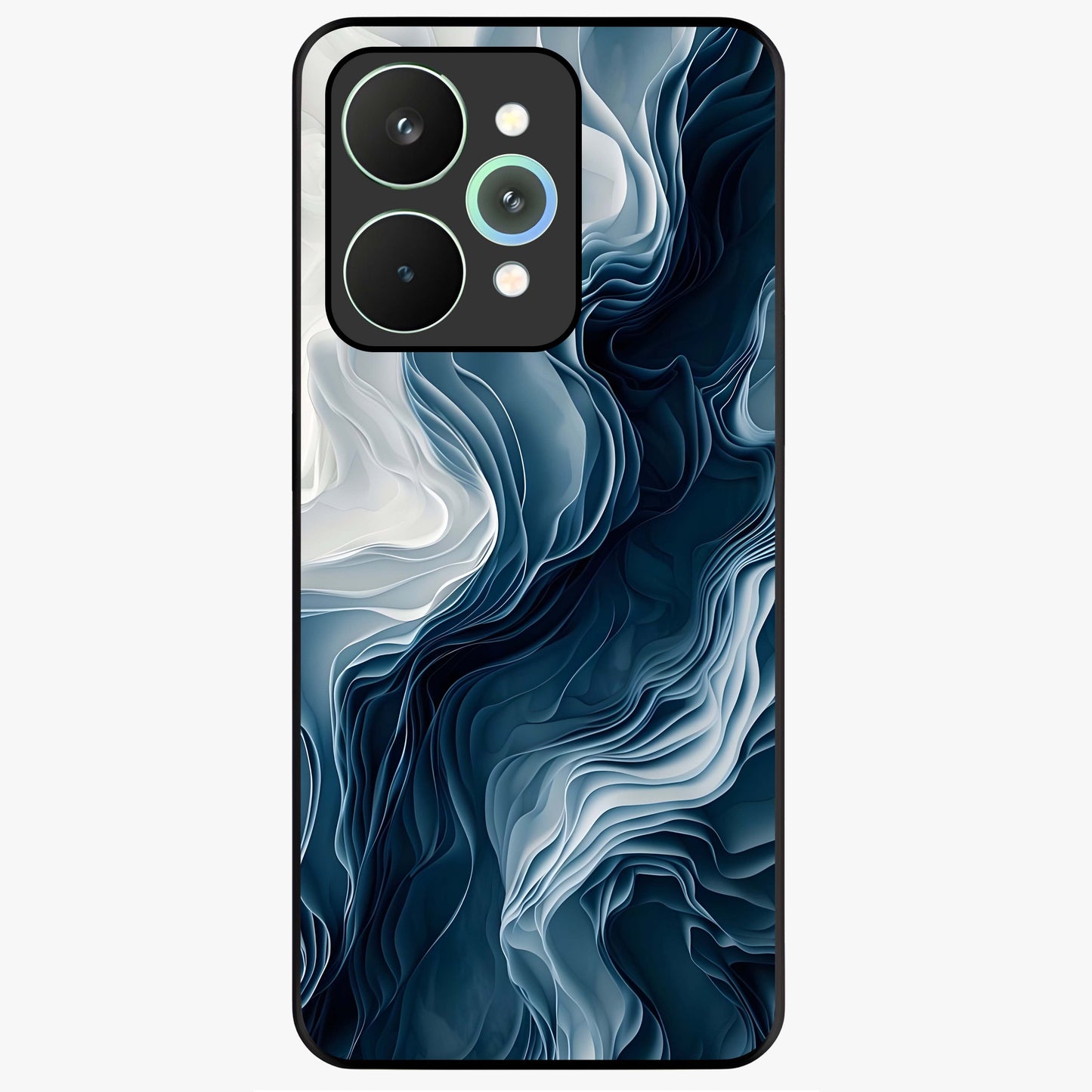 Ethereal Paper Marble Glass Case showing flat back view with soft marble paper texture artwork and glossy glass finish.