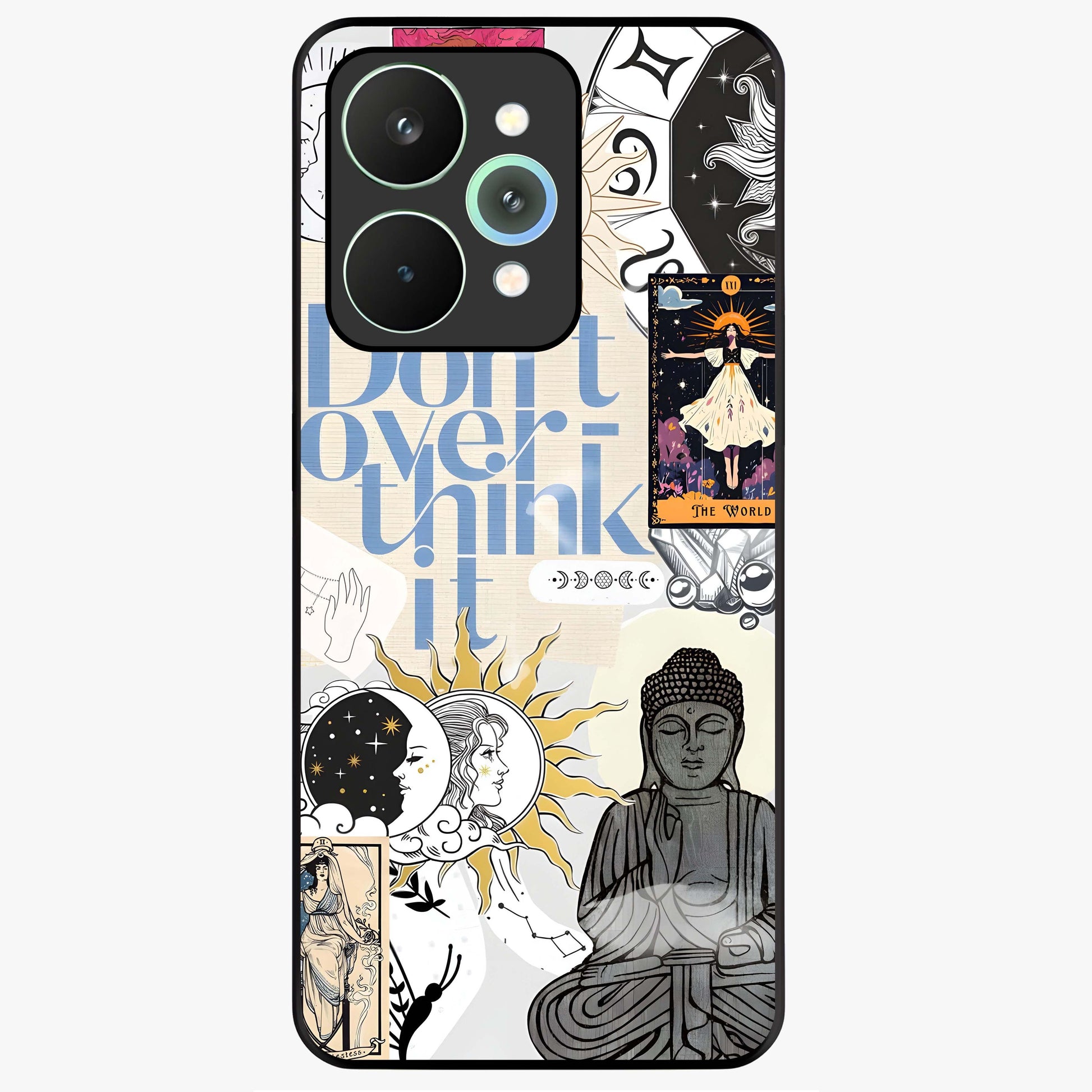 Ethereal Thoughts Glass Case showing flat back view with dreamy artistic artwork and glossy glass finish.