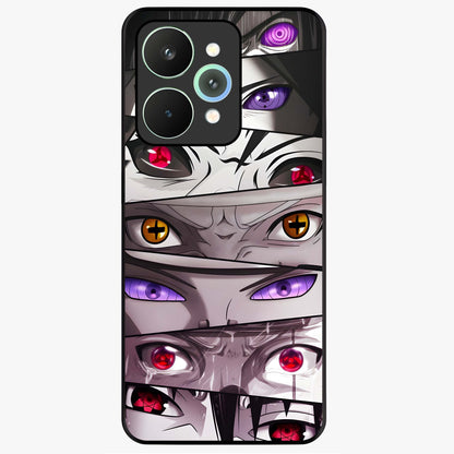 Eyes of Destiny Glass Case showing flat back view with striking eye themed artwork and glossy glass finish.