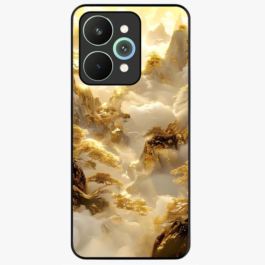 Gates Of Illumination Glass Case showing flat back view with mystical illuminated gate artwork and glossy glass finish.
