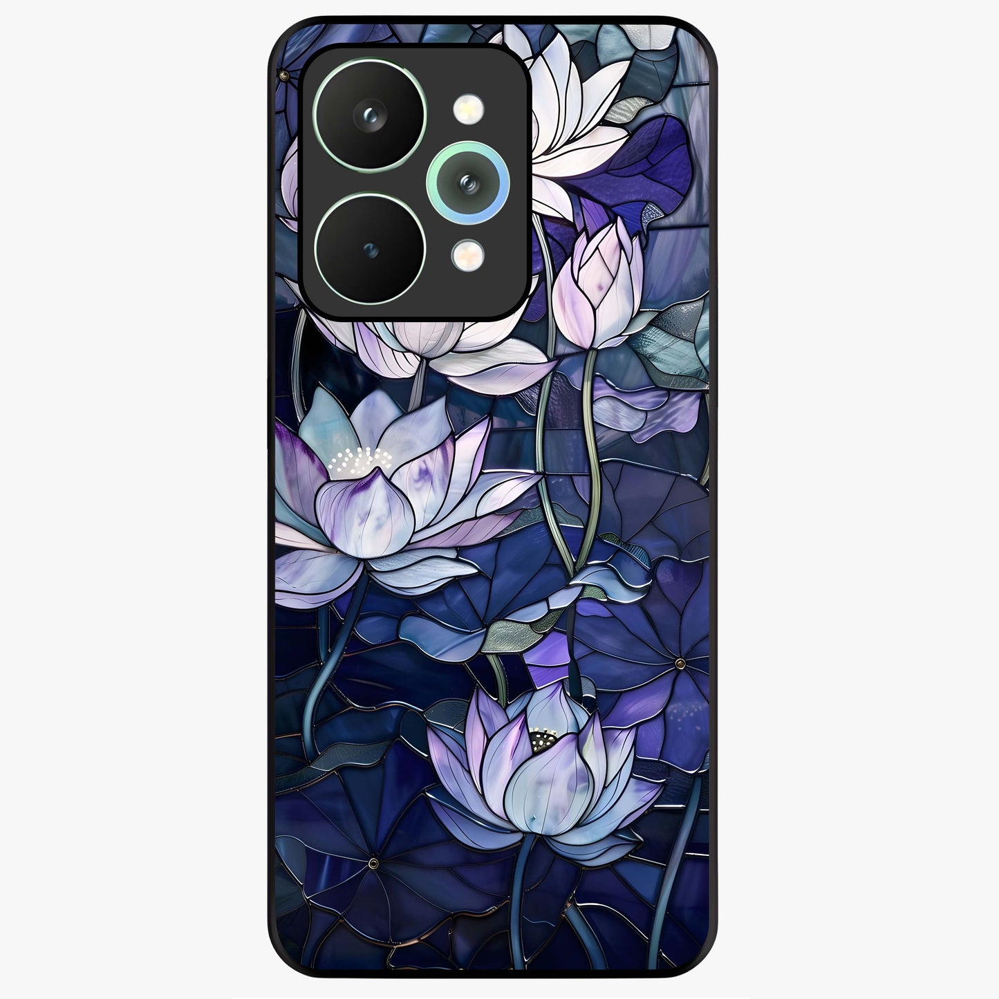 Gloss Petal Rush Glass Case showing flat back view with glossy flower petal artwork and smooth glass finish.