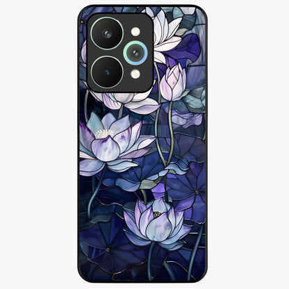 Gloss Petal Rush Glass Case showing flat back view with glossy flower petal artwork and smooth glass finish.