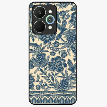 Heirloom Wild Bloom Glass Case showing flat back view with vintage inspired wild flower artwork and glossy glass finish.