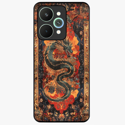 Inferno Dragon Soul Glass Case showing flat back view with fiery dragon artwork and glossy glass finish.